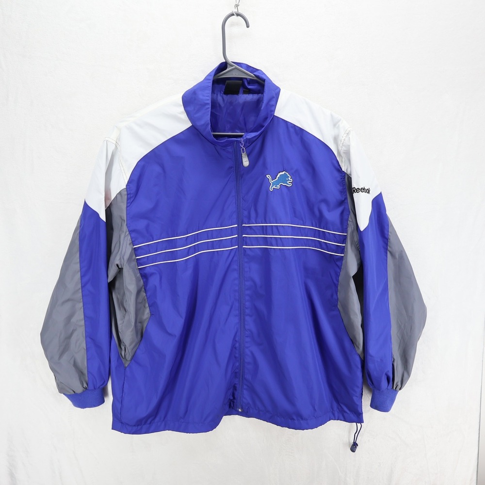 Reebok NFL Detroit Lions Men 2XL Blue Gray Colorblock Windbreaker Jacket
